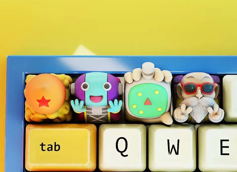 Cute Dragon Ball-themed keycap set for mechanical keyboards