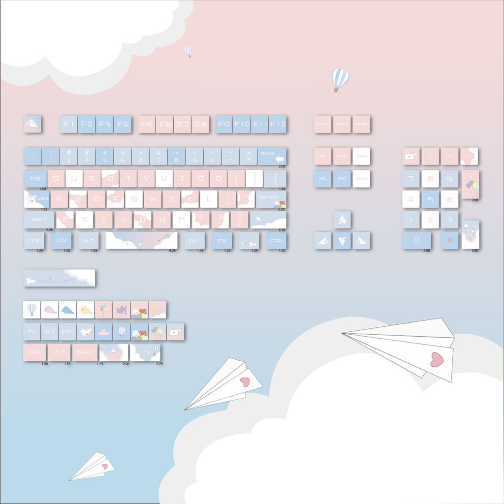 Paper Airplane XDA Keycap Set: Stylish Airplane | Kawaiikeycaps