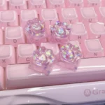 translucent-pink-sequin-cat-paw-keycaps-display