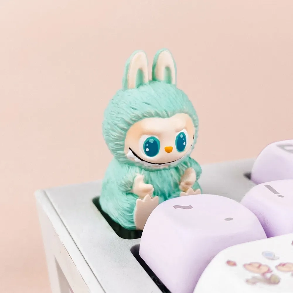 sitting-labubu-keycaps-green