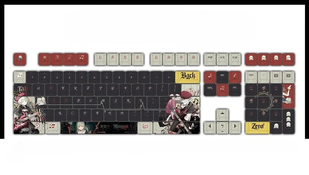 black-mutsumiwakaba-oem-keycapset-mechanical-keyboard-upfront