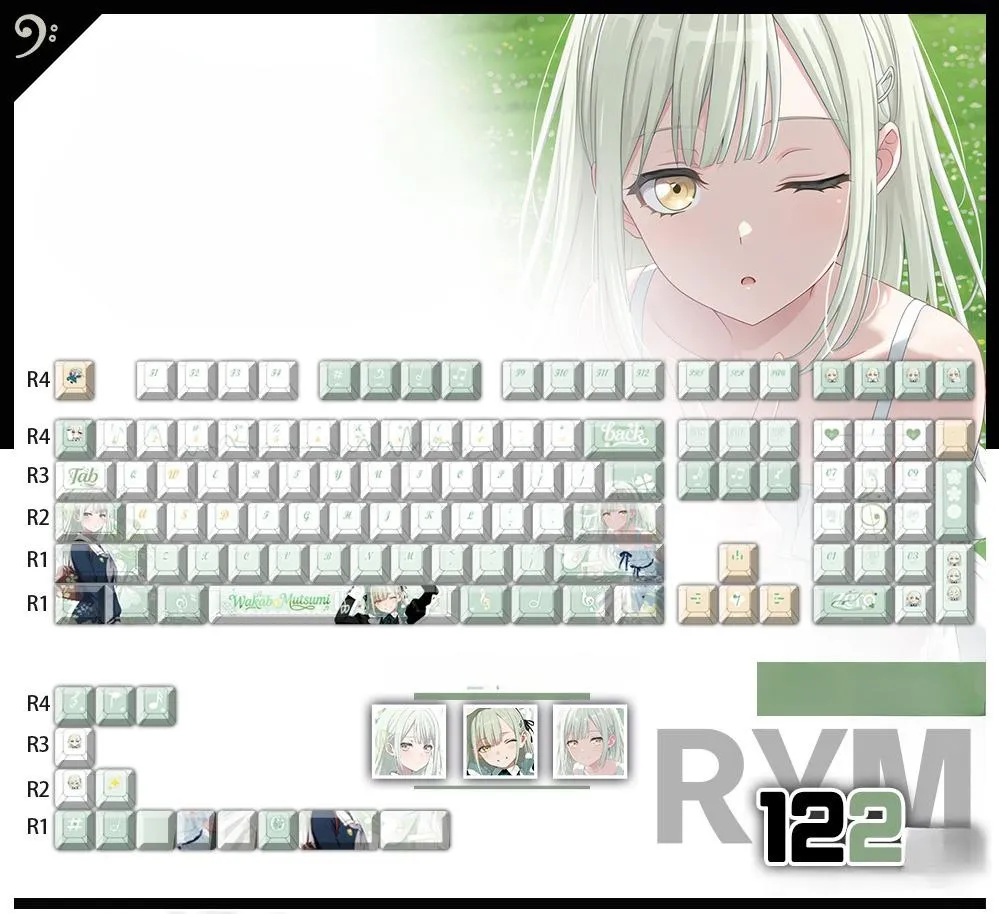 white-mutsumiwakaba-oem-keycapset-mechanical-keyboard-cover