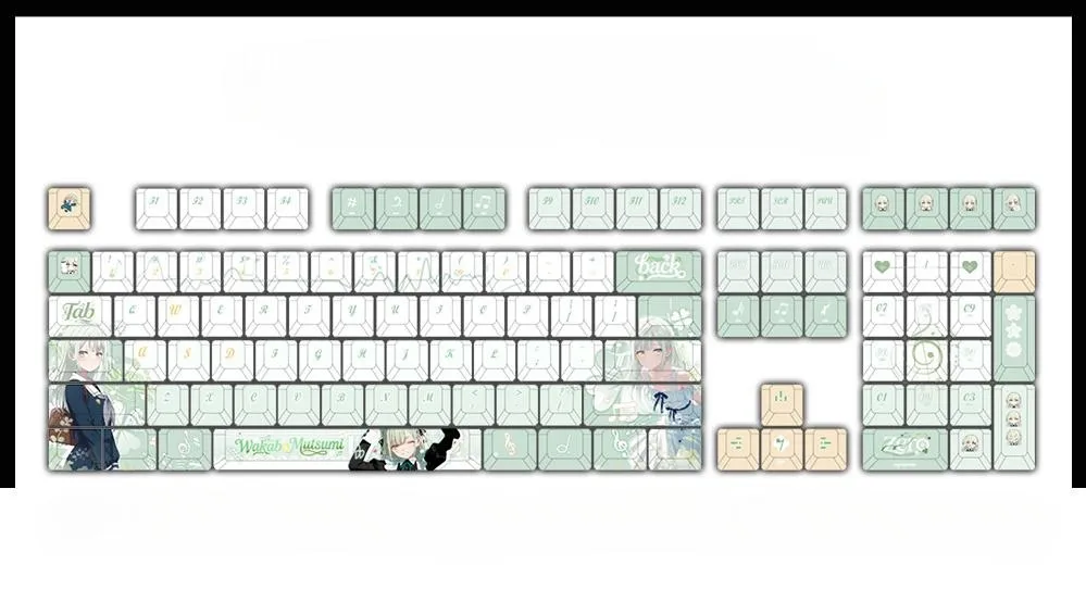 white-mutsumiwakaba-oem-keycapset-mechanical-keyboard-upfront