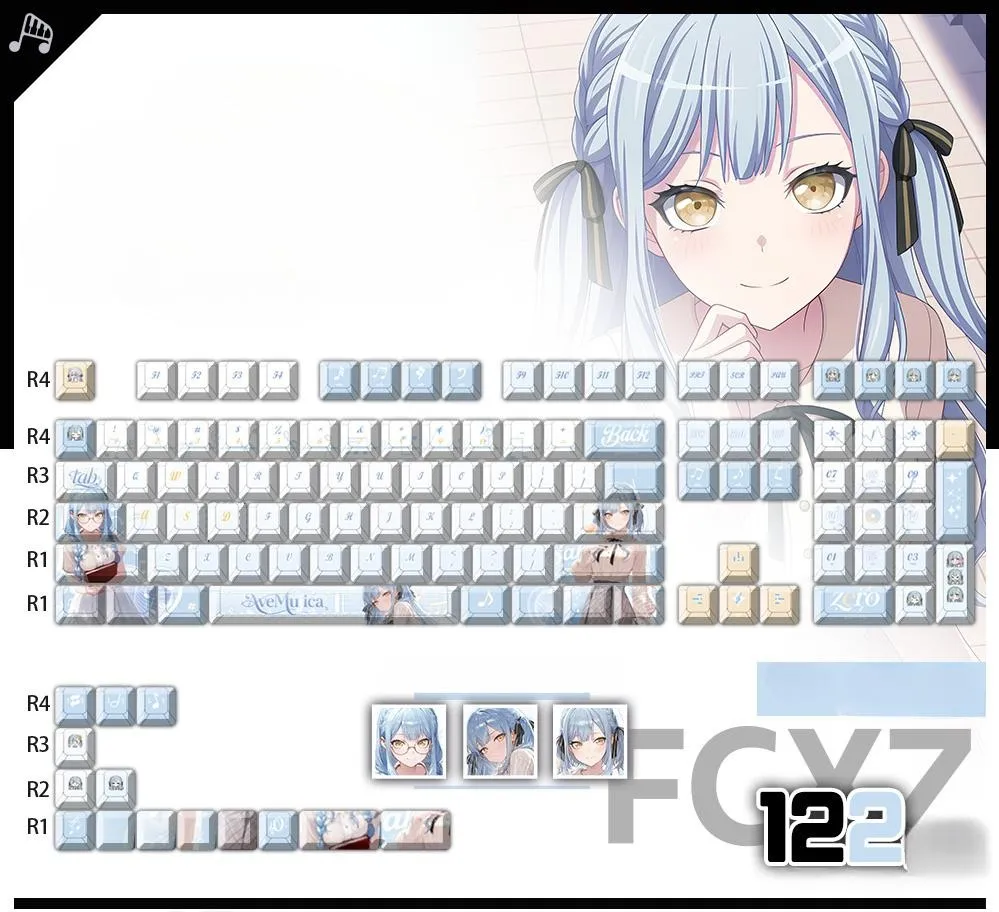 white-sakikotogawa-oem-keycapset-mechanical-keyboard-cover