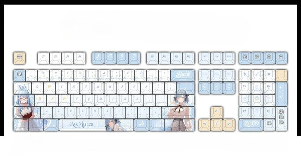 white-sakikotogawa-oem-keycapset-mechanical-keyboard-upfront