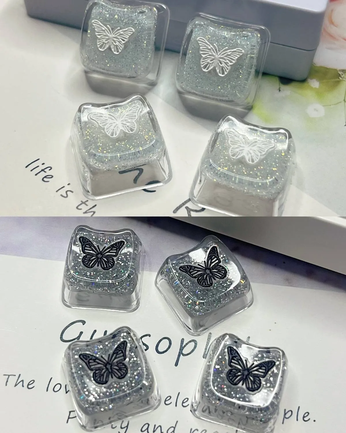 black-white-butterfly-series-keycaps-cover