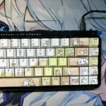 Adorable Maltese Dog Keycap Set, shown from multiple angles. Features charming minimalist puppy design and unique front-engraved legends for a playful touch.