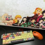 Explore the vibrant Epic Demon Slayer keycap set, showcasing luminous side-lit legends and dynamic anime iconography for your mechanical keyboard.