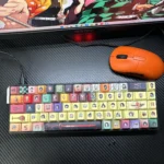 Epic Demon Slayer keycap Set display iconic characters with luminous side-engraved legends, creating a dynamic, playful shine-through effect for your keyboard