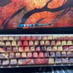 Exclusive five-sided dye-sublimated PBT Kuafu keycap set gallery. Golden Kuafu chasing the sun, ancient Chinese myth art.