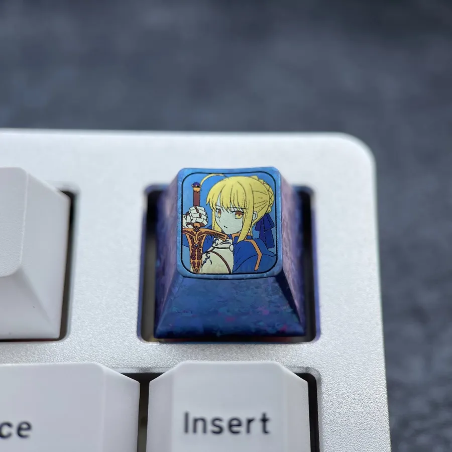 fatestay-night-saber-with-sword-keycaps-blue