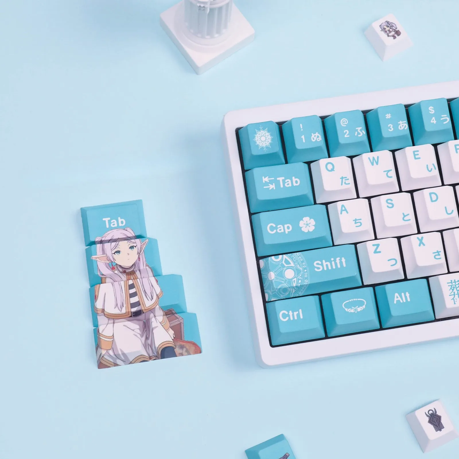 frieren-cherry-keycap-set-mechanical-keyboard-left