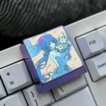 Exquisite Ganyu Titanium Keycap, highlighting its premium luminous blue titanium and detailed Ganyu-inspired character art for a luxurious keyboard.