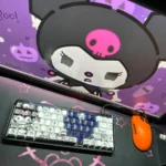 Adorable Kuromi keycaps set featuring a unique side-engraved design and sleek black transparent finish. Show your passion to rebellious Kuromi art for a dark design.