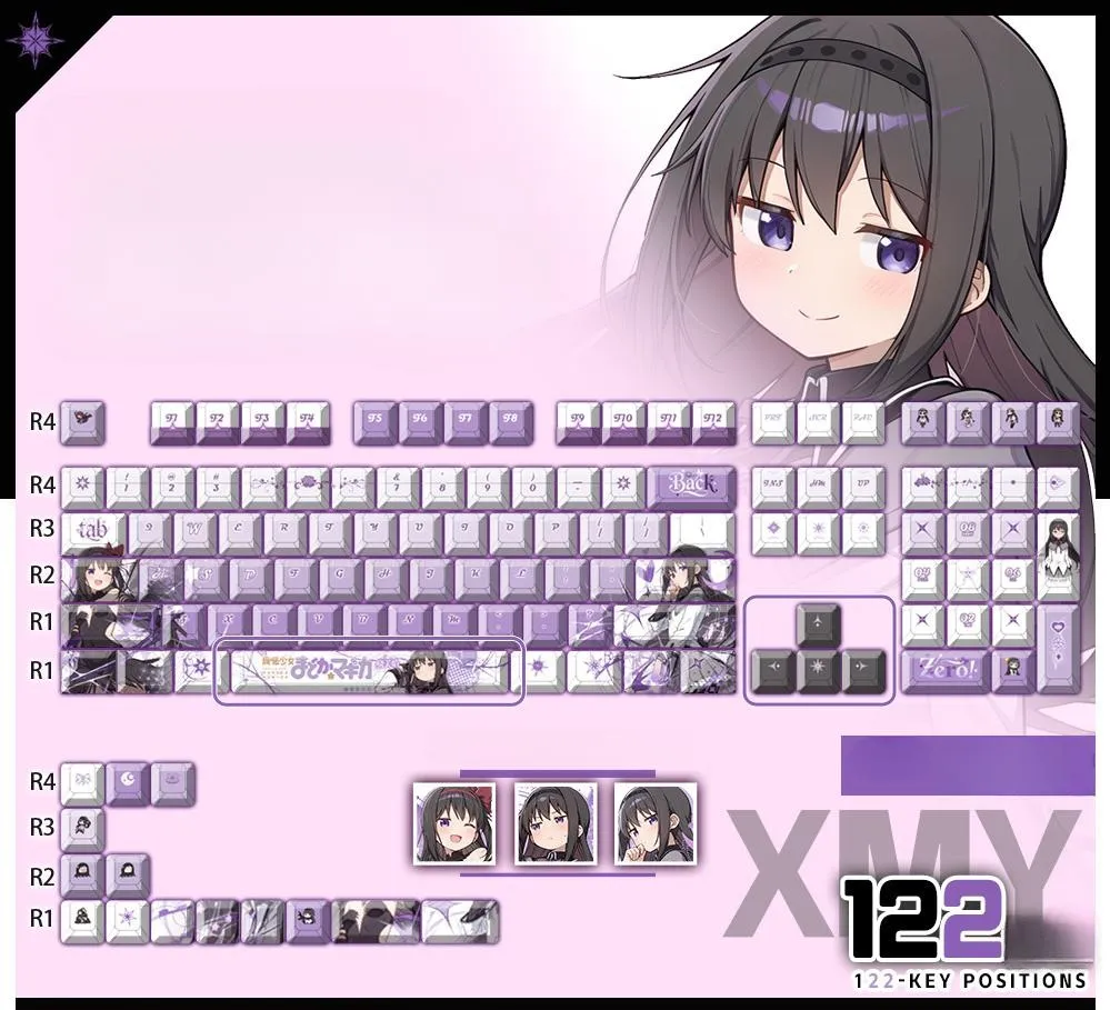 homura-akemi-cherry-keycapset-mechanical-keyboard-cover