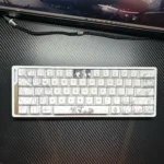 Elegant Kikyo Cherry Keycap Set, highlighting delicate, crisp top-engraved legends. A clean, minimalist design for an artistic product.