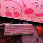 The Whimsical Kirby keycap set is showcased in its entirety on your desktop, highlighting a variety of iconic character designs and bringing a unique and playful personalization experience to your mechanical keyboard.
