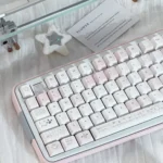 Night Walking keycap set, displayed from enchanting angles. Highlights its unique Asian-inspired whimsical motifs and soft pastel.