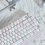 Night Walking Keycap Set gallery: unique Asian-inspired design, soft pastel pink and white aesthetic. See cute whimsical motifs from every keystroke.