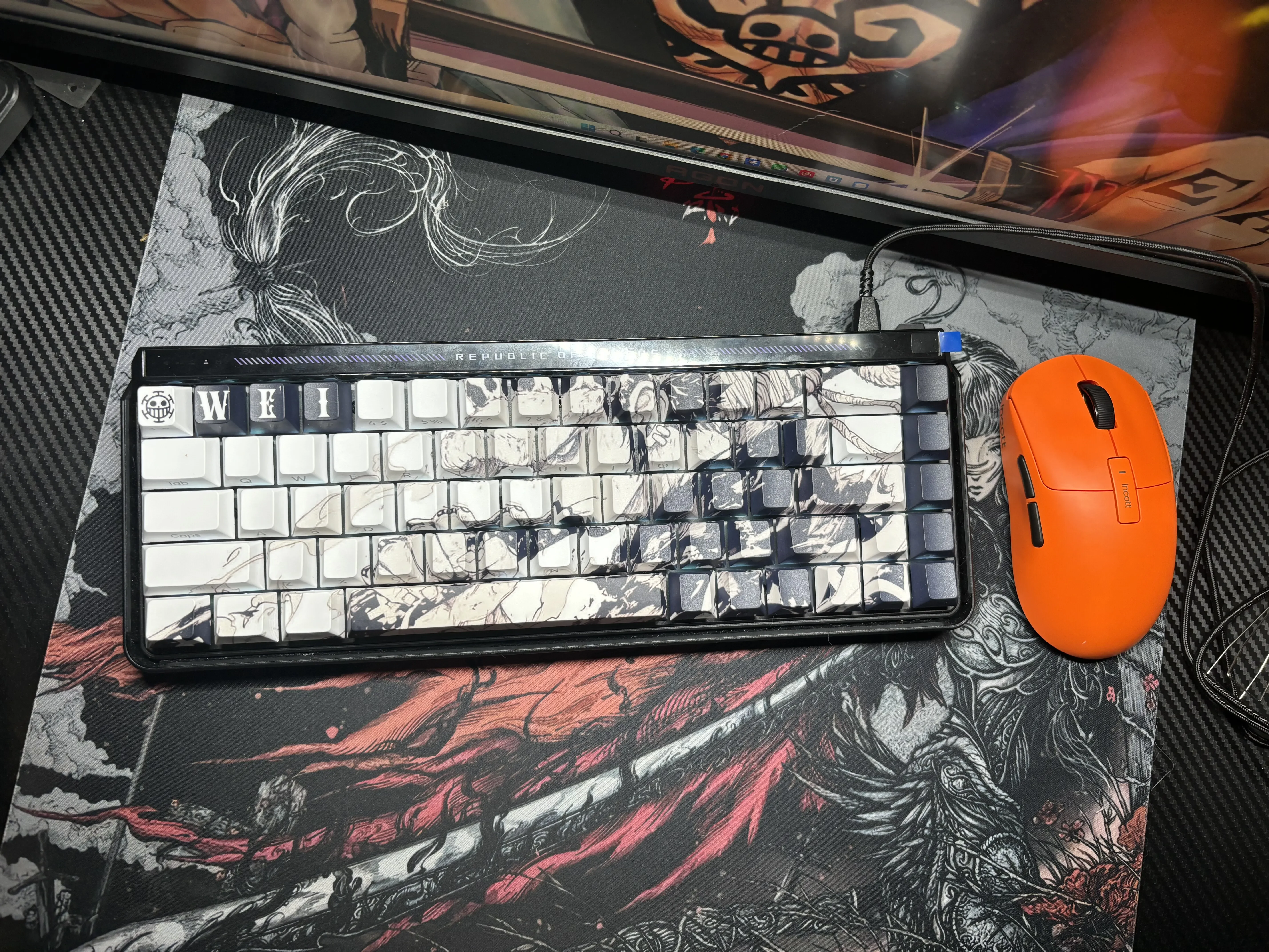 Discover the full Trafalgar Law keycap set, playfully designed with iconic symbols, clear side-engraved legends, and stunning backlight design.