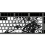 A playful gallery of Trafalgar Law keycap Set, showcasing their distinct side-engraved legends and iconic theme from multiple angles, ready for vibrant design.