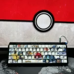 Premium side-engraved Pokemon keycap set displayed on a mechanical keyboard, featuring subtle yet iconic designs for discerning enthusiasts.