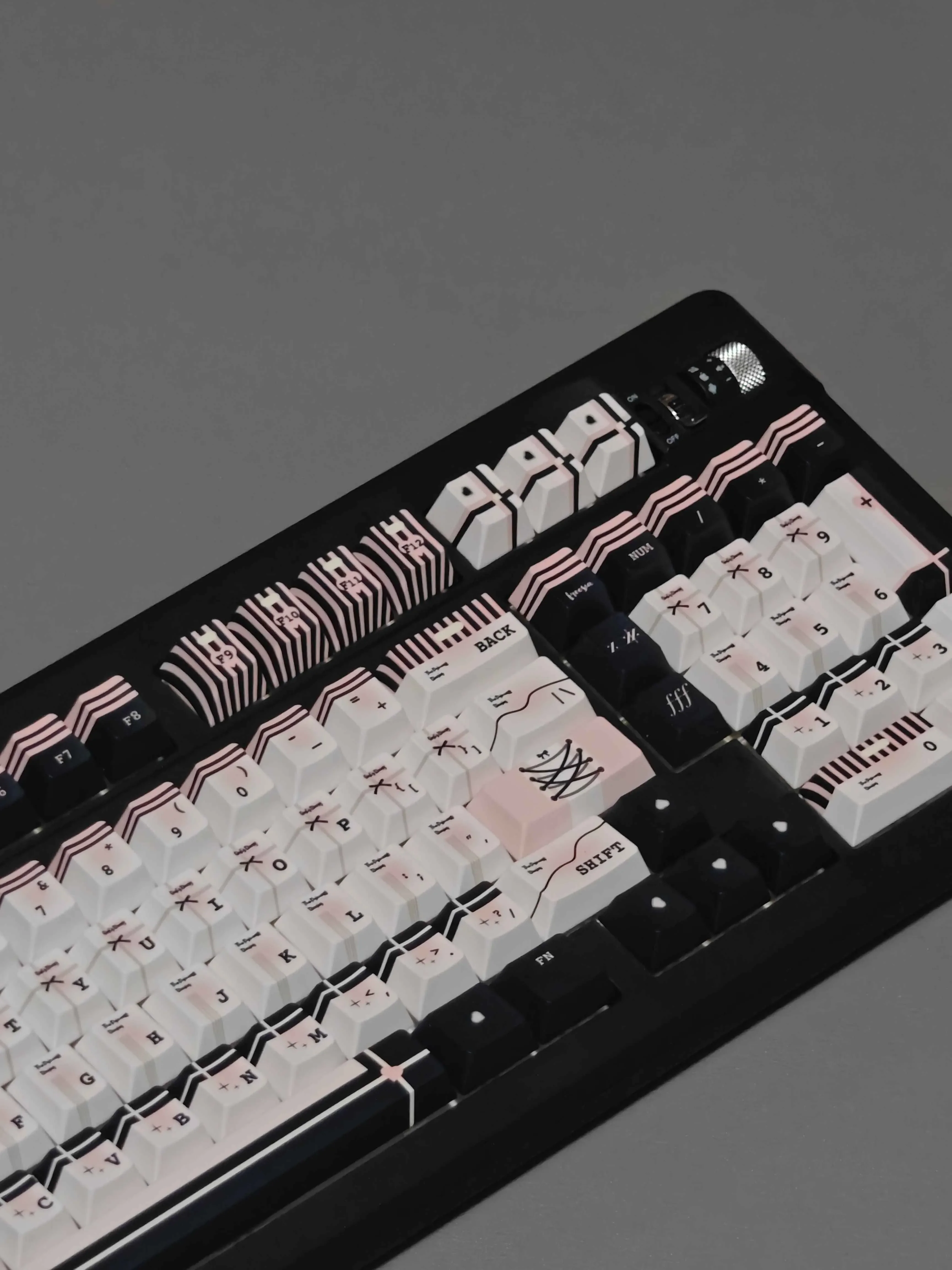 Whimsical Princess Diary Keycap Set gallery, showcasing soft pastel keycaps with delicate typography. Artistic angles highlight its dreamy display.