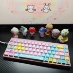 Vibrant Retro Pixel Art Keycap Set gallery. See charming front-engraved 8-bit designs from various angles, adding playful retro gaming aesthetic to your setup.