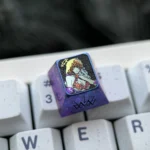Exclusive Snowbreak Fenny Keycap: Titanium alloy gallery. Detailed anime character, premium metallic finish, icy blue aesthetic from all angles.