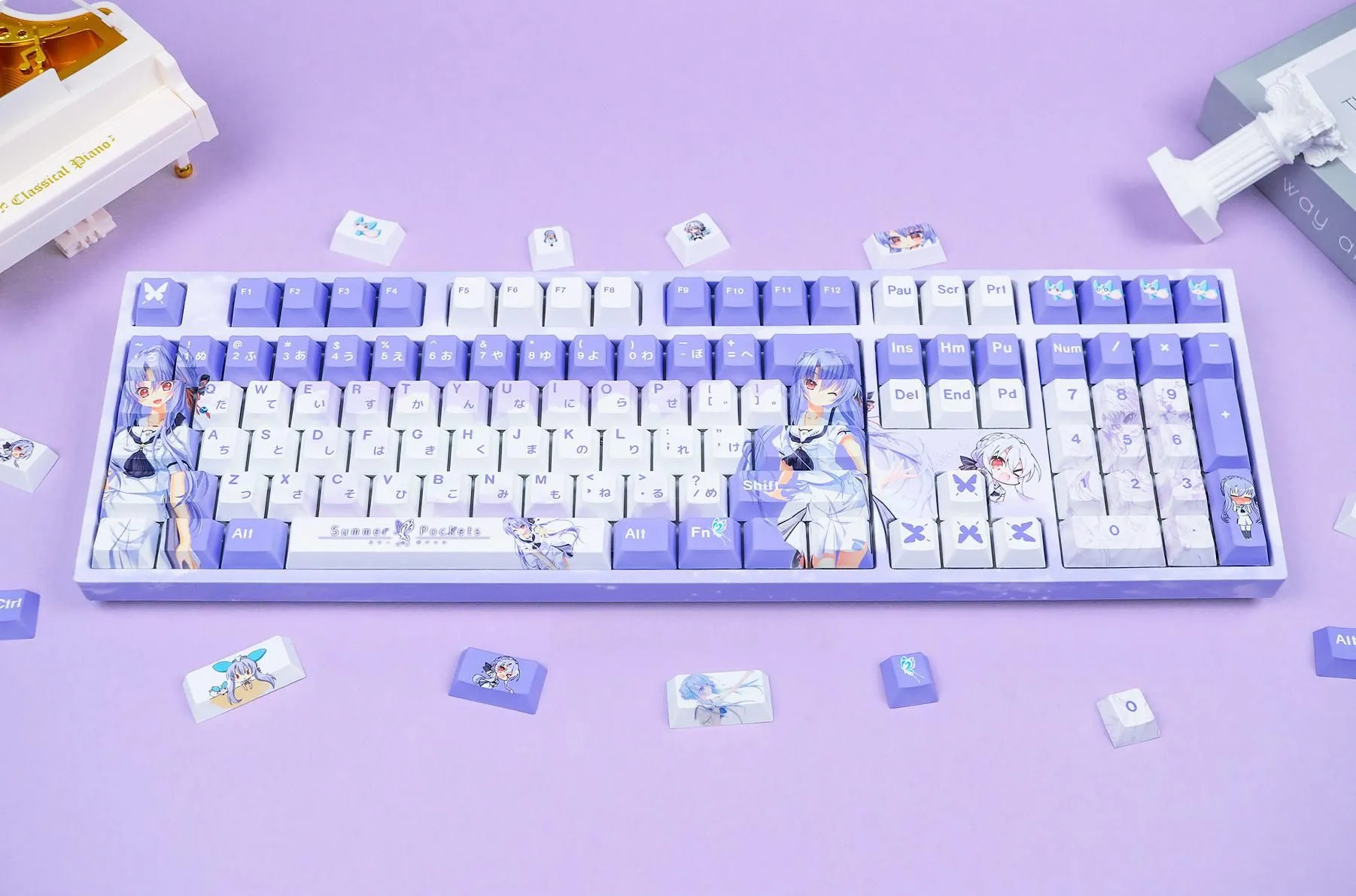 summer-pockets-aosorakado-keycapset-mechanical-keyboard-front