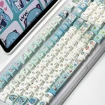 A vibrant and exclusive collection of Hatsune Miku mechanical keycap set, showcasing vivid character art and music-themed designs from different perspectives, created for Miku fans.