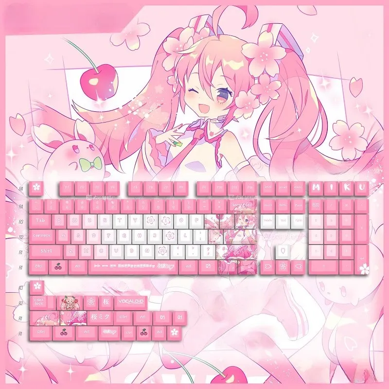 vocaloidsakura-hatsunemiku-cherry-keycapset-mechanical-keyboard-cover