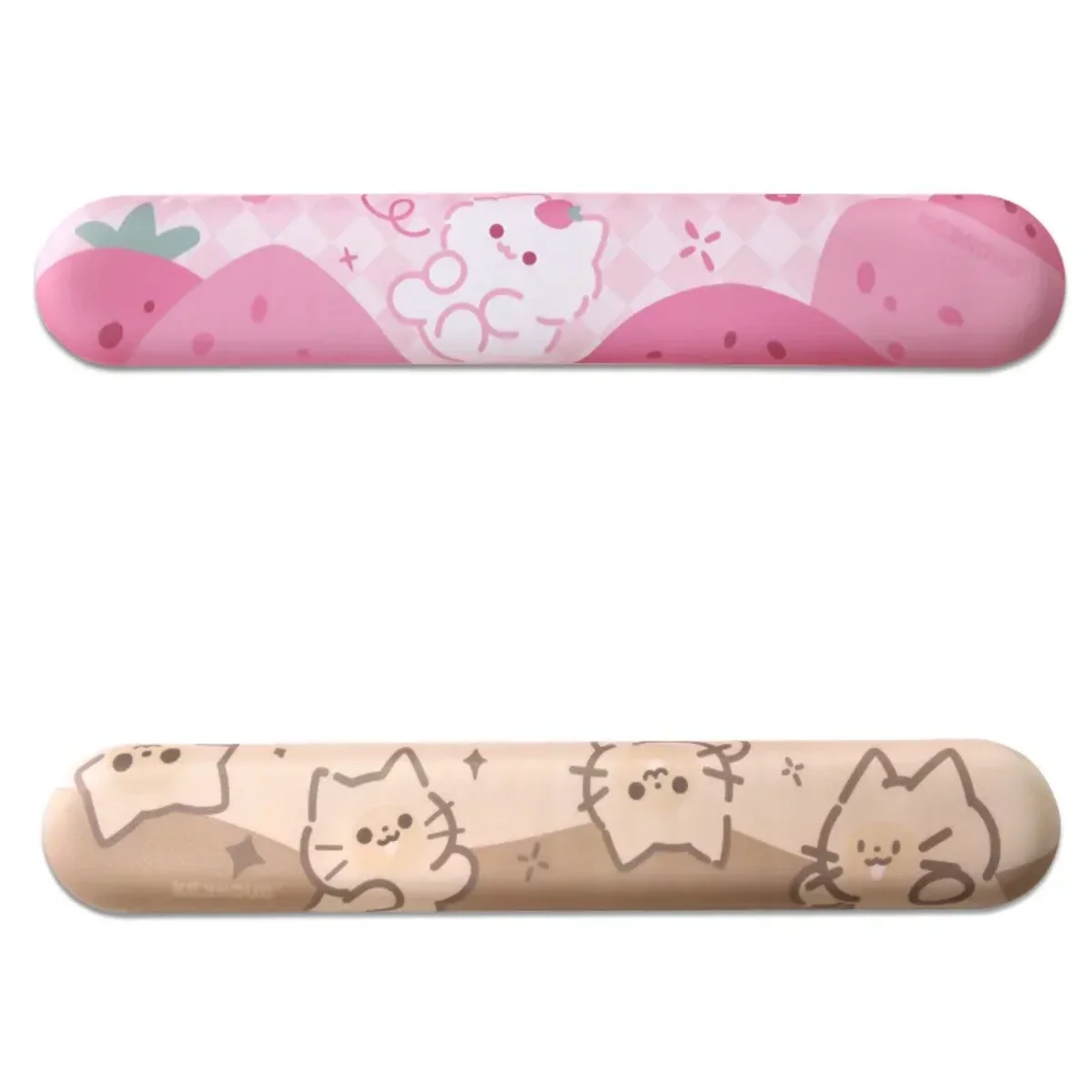 Adorable cat wrist rest in soft ergonomic silicone provides comfortable keyboard support, enhancing your desk with a playful touch.