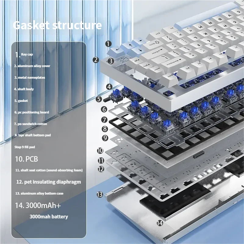 Gallery views of the AL75PRO tri-mode hot-swappable aluminum 75% mechanical keyboard, highlighting its sleek black frame and vibrant RGB.