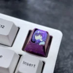 Vibrant Shinjo Akane anime keycap made of striking purple titanium. This exclusive ESC keycap showcases premium metallic craftsmanship.