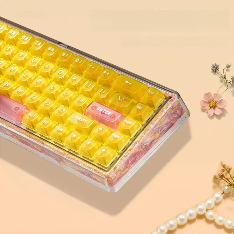 Autumn Artisan Mechanical Keyboard. Exclusive yarn-filled hollow-out design. Rich autumn tones and intricate patterns create a cozy.