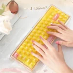 Limited Autumn Artisan Mechanical Keyboard: intricate yarn-filled hollow-out design revealed from multiple angles, highlighting rich autumn design.