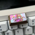 Exclusive Asuka Titanium Keycap gallery. Iconic anime art, vibrant titanium, and ice crystal base shown from multiple premium angles.