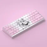 Asuna Keycaps set, showcasing its iconic side-lit translucent legends and Cherry profile across various angles, exuding courage and grace.