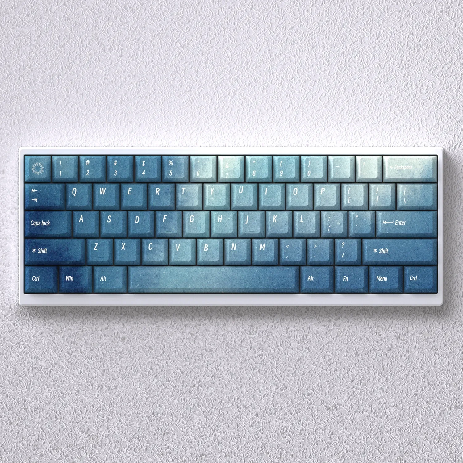 Vibrant Celestial Aurora Borealis PBT keycap set with mystical gradients of deep blue and emerald green, evoking northern lights.