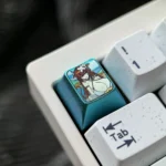 Azur Lane Kashino Titanium Keycap gallery showcasing its premium icy-blue titanium finish, vibrant anime art, and artisan collectible quality.