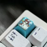 Azur Lane Kashino Titanium Keycap gallery showing multiple angles of the premium artisan collectible, featuring vibrant anime art and an elegant keycap.