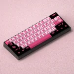 Bad Sweetheart translucent PBT keycaps set gallery, featuring frosted Cherry profile from various angles. Showcases unique cute-edgy design and playful design.