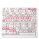 A full view of the adorable Bear Circus Keycaps set, showcasing multiple whimsical MOA PBT dye-sub keycaps with playful bear designs for mechanical keyboard.