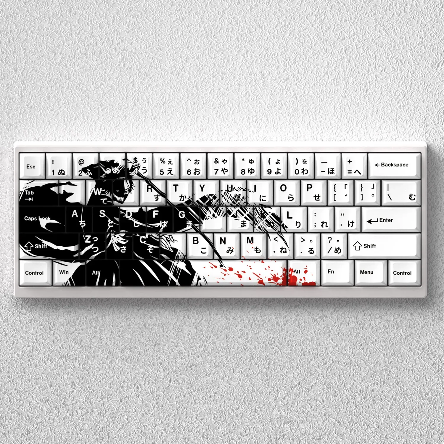 Unleash the spirit with this authentic Bleach Ichigo Kurosaki keycap set. Featuring dynamic dark anime art for 60% 65% 68% keyboards.