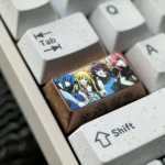 Gallery of the exclusive Bocchi the Rock! titanium keycap, highlighting vibrant anime art from various angles, a premium custom keyboard accessory.