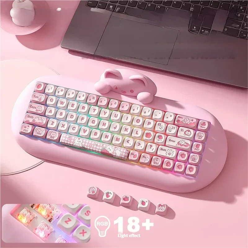 Gallery views of the Cat C68 cat mechanical keyboard, with its adorable feline design, whimsical details, and premium quality.