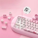 Playful gallery: Adorable Cat Mechanical Keyboard showcases whimsical feline design, soft tones, and premium acoustics.