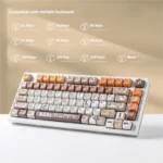 Displaying the adorable Calico Cat Keycaps Set, showcasing vibrant, detailed PBT dye-sublimated graphics for custom mechanical keyboards.