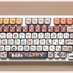 Adorable Calico Cat PBT dye-sub keycaps set, showcasing the full vibrant collection of playful feline illustrations for custom mechanical keyboards.